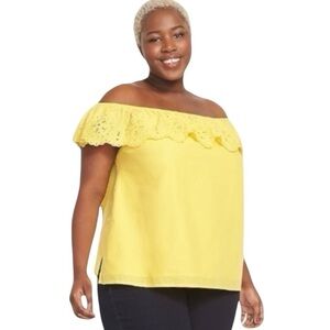 NWT Lane Bryant‎ Off the Shoulder Cotton Eyelet Blouse Top Size 18-20 Feminine